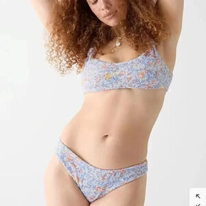 J Crew Scrunchie hipster bikini bottom in Blue Floral Size Large NEW WITH TAGS